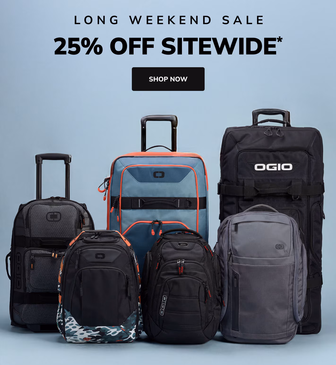 long weekend sale twenty five percent off a single item shop now
