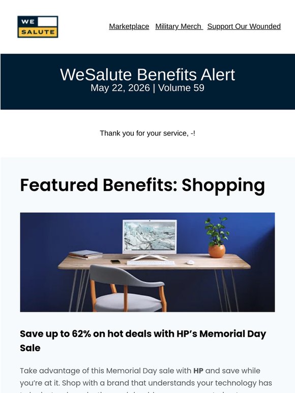 Your WeSalute Benefits: May 22, 2026