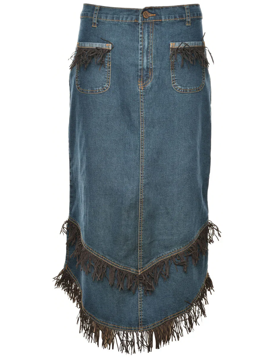 Image of Vintage Fringed Maxi Skirt - M