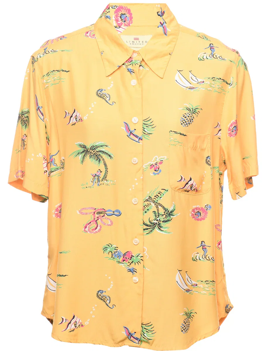 Image of Tropical Print Hawaiian Shirt - L
