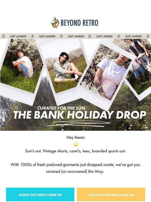 😎 Bank Holiday Vintage Drop! Branded sports, cute cami's & more. 🌼