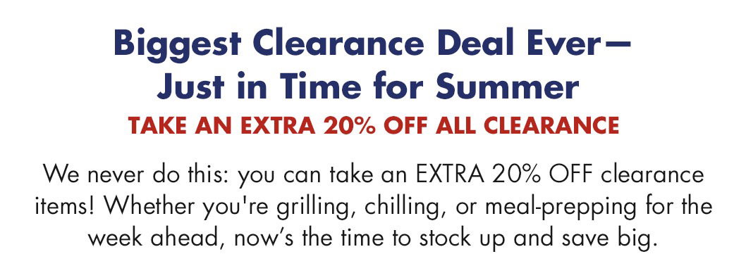 Extra 20% Off Clearance