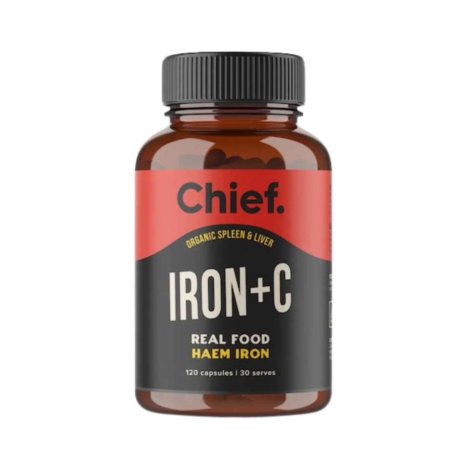 Image of Chief Nutrition Iron +C Organic Beef Spleen & Liver 120 Capsules