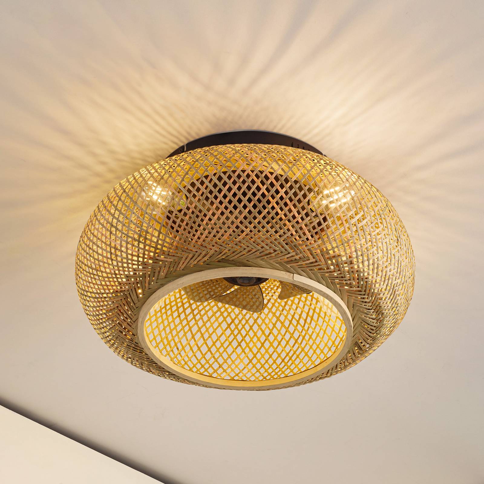Ventilador de techo Lucande con luz Cordie, CC, silencioso, Ø 53 cm