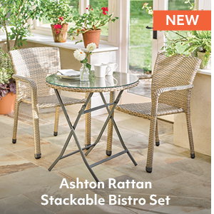 Ashton Rattan Stackable Bistro Set