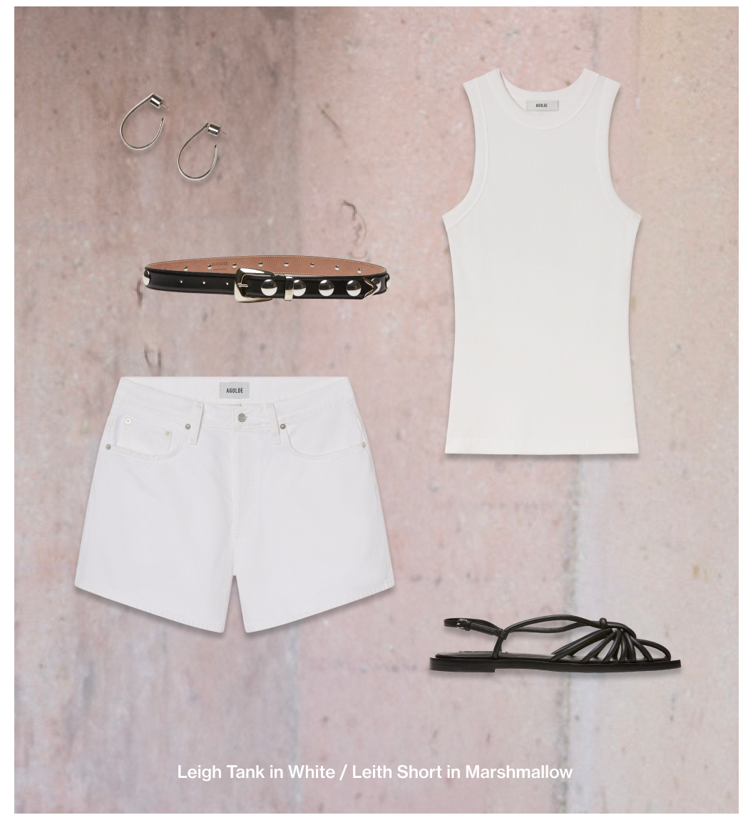 Leigh Tank in White / Leith Short in Marshmallow