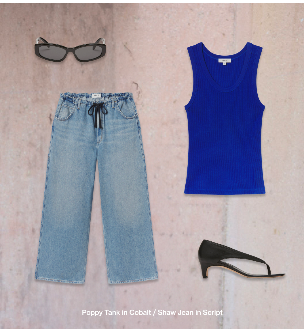 Poppy Tank in Cobalt / Shaw Jean in Script