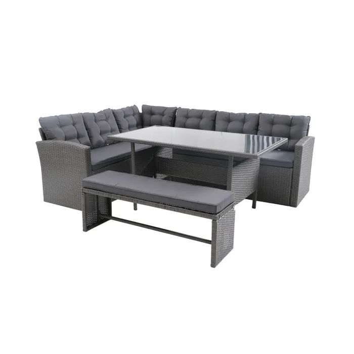 Canapé d'angle méridienne REYNOLDS II tissu grège