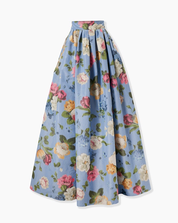 Chiné Floral-Print Ball Skirt