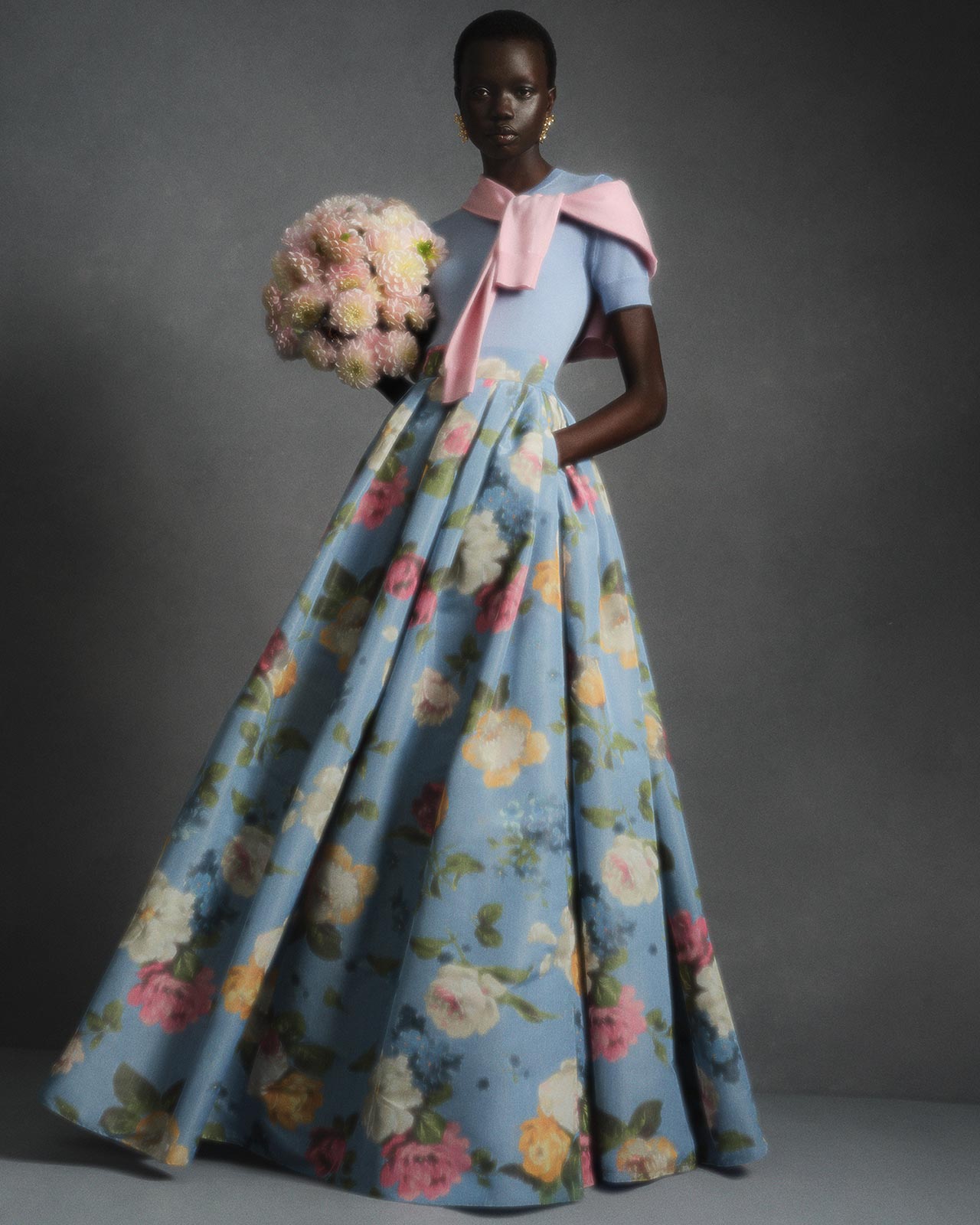 Chiné Floral-Print Ball Skirt