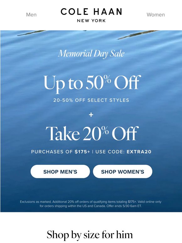 Up to 50% off select styles—in your size