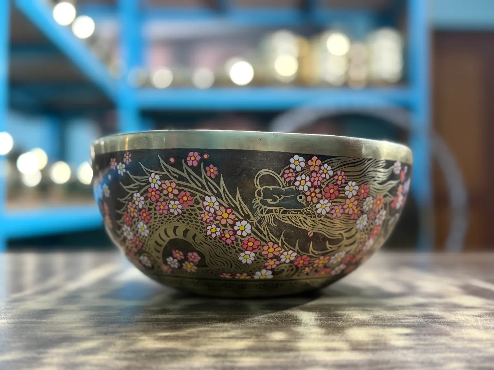 The Flower Dragon hand-painted singing bowl