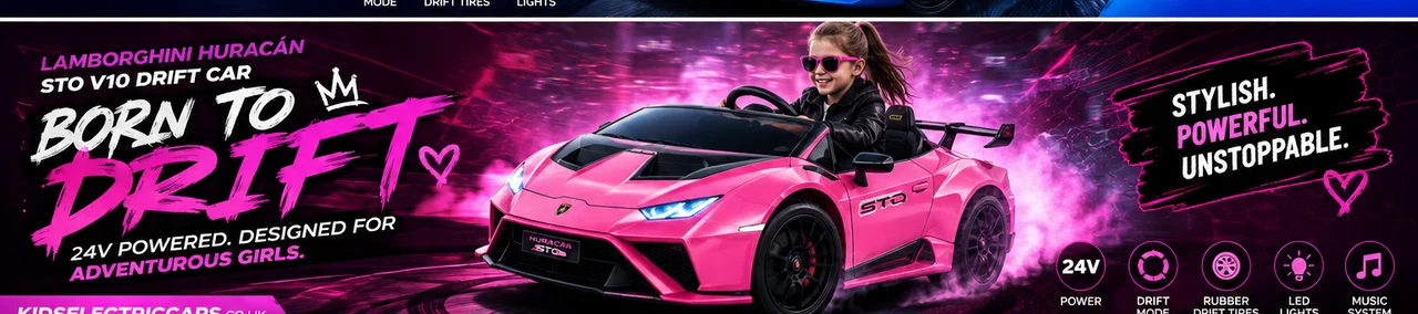 Girls Pink 24V Lamborghini Huracan STO V10 Drift Ride On Car