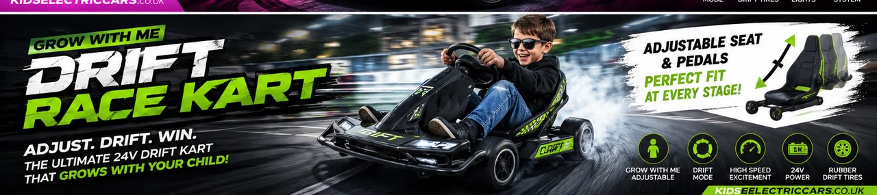 Kids 24V Grow With Me Fast Adjustable Drift Race Kart Ride On