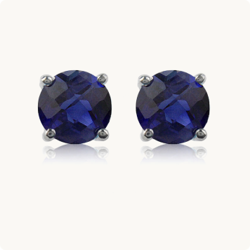 Sapphire Brilliant-Cut Stud Earrings in White Gold