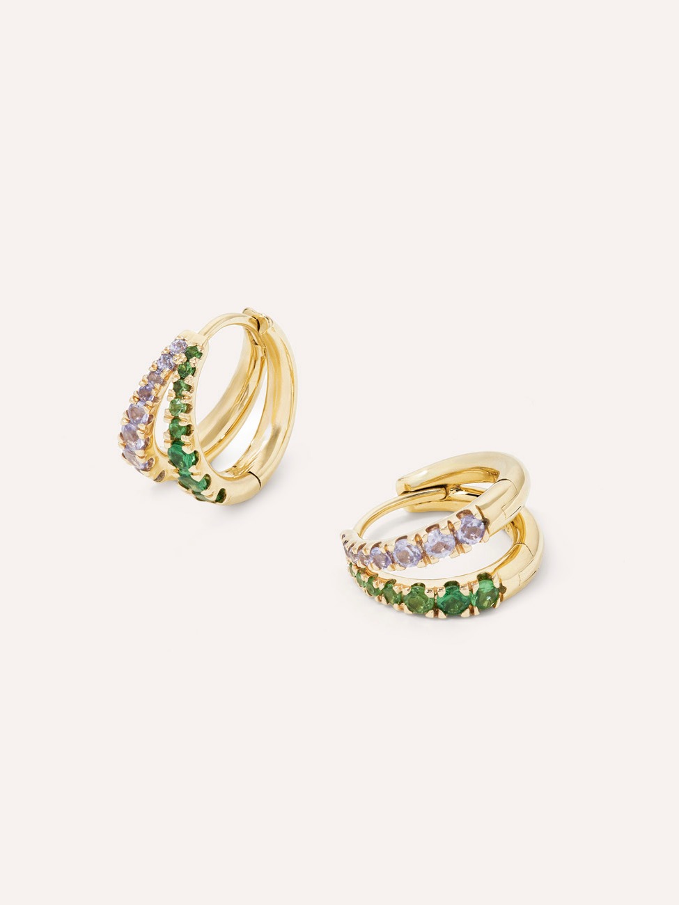 Signature Duo Tanzanite & Tsavorite Huggie Hoops