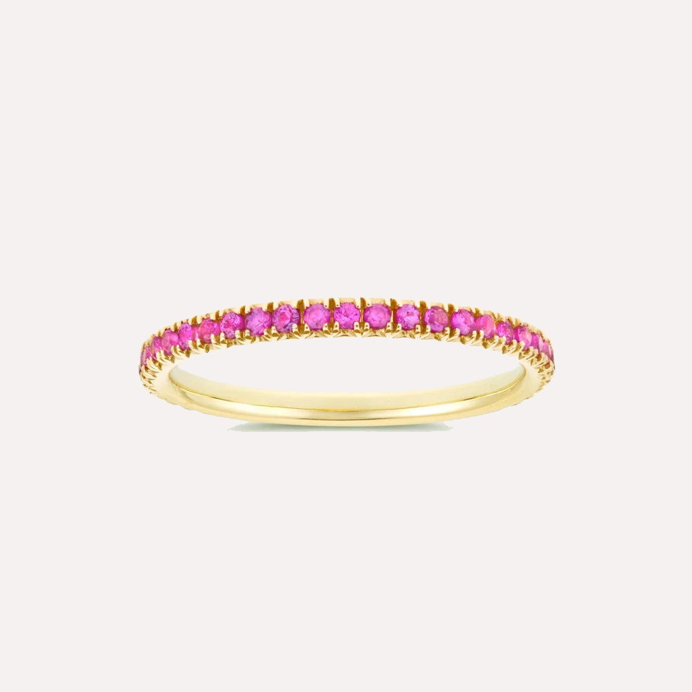 Minnow Three Quarter Small Rubellite Tourmaline Eternity Ring