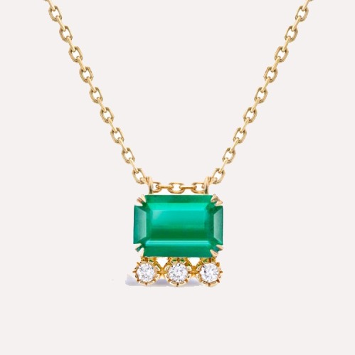 Betony Emerald & Lab-Created Diamond Pendant
