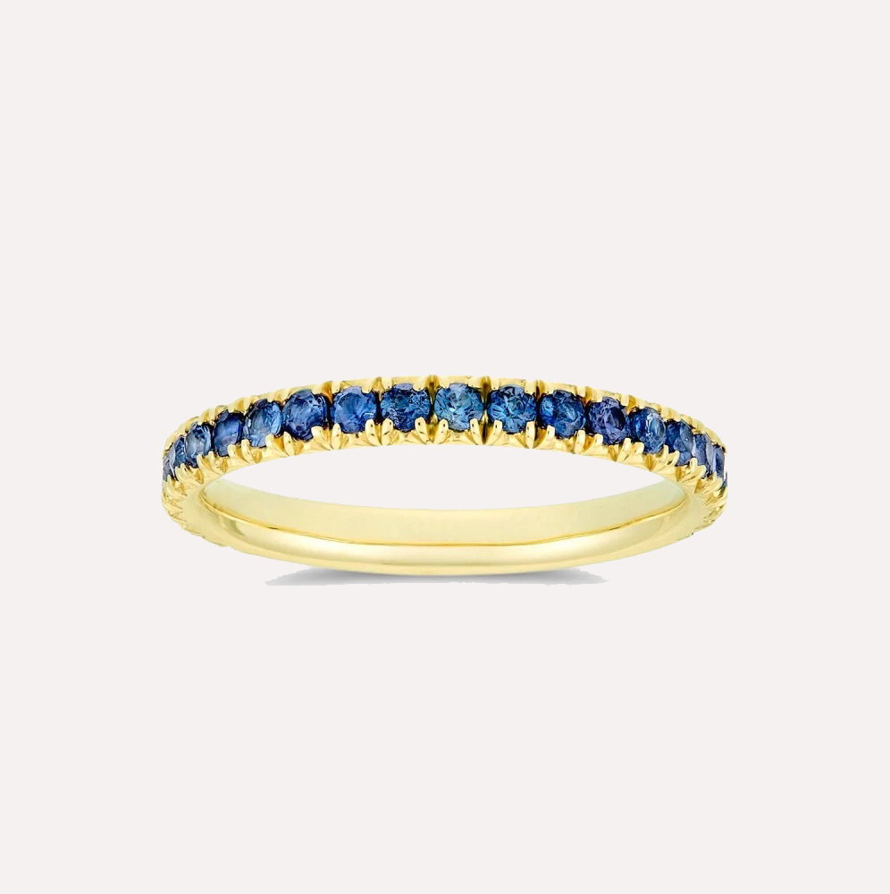 Minnow Three Quarter Medium Blue Sapphire Eternity Ring