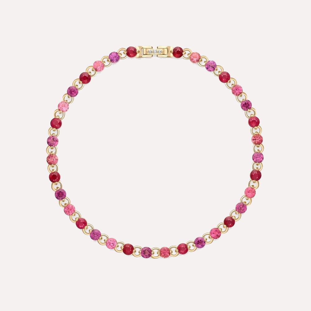 Shuga 3mm Pink Precious Gemstone Tennis Bracelet