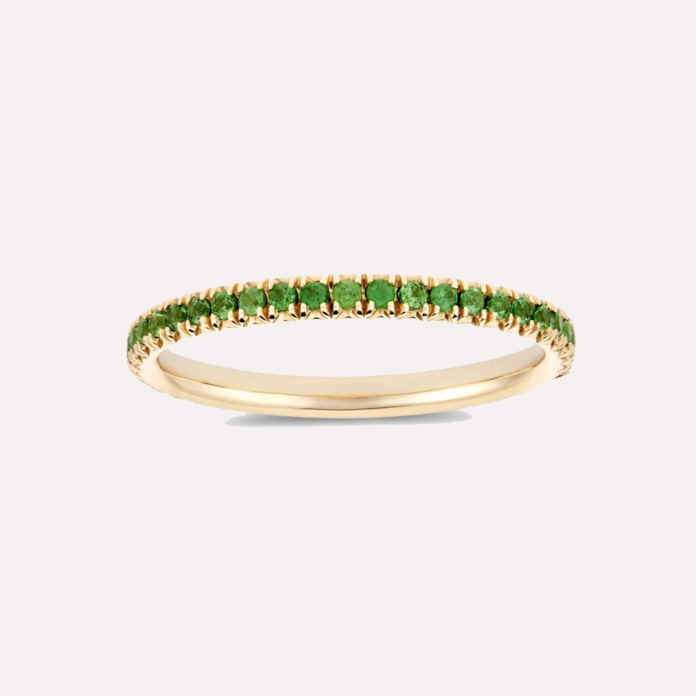 Minnow Three Quarter Small Tsavorite Garnet Eternity Ring