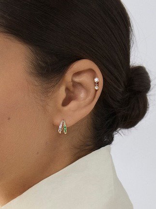 Signature Duo Tanzanite & Tsavorite Huggie Hoops
