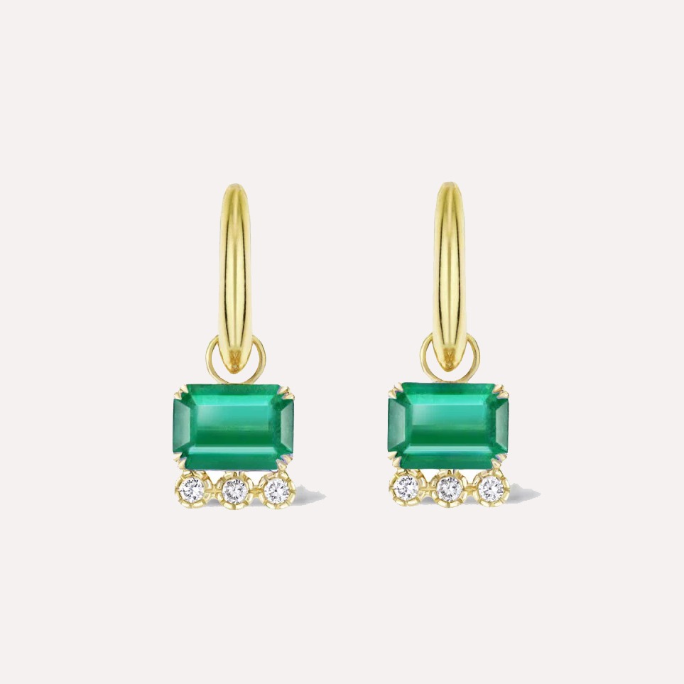 Betony Emerald & Lab-Created Diamond Drop Earrings