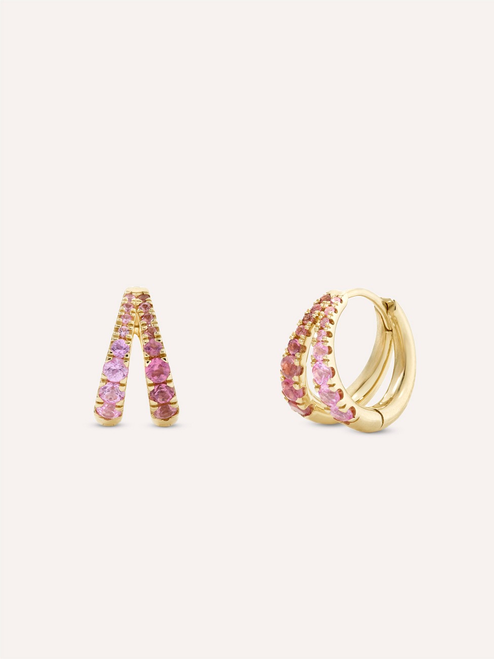 Signature Duo Rubellite & Pink Sapphire Huggie Hoops
