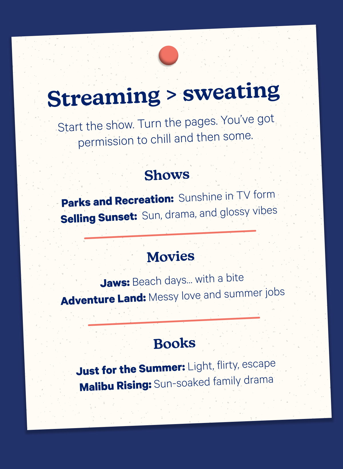 Streaming > sweating