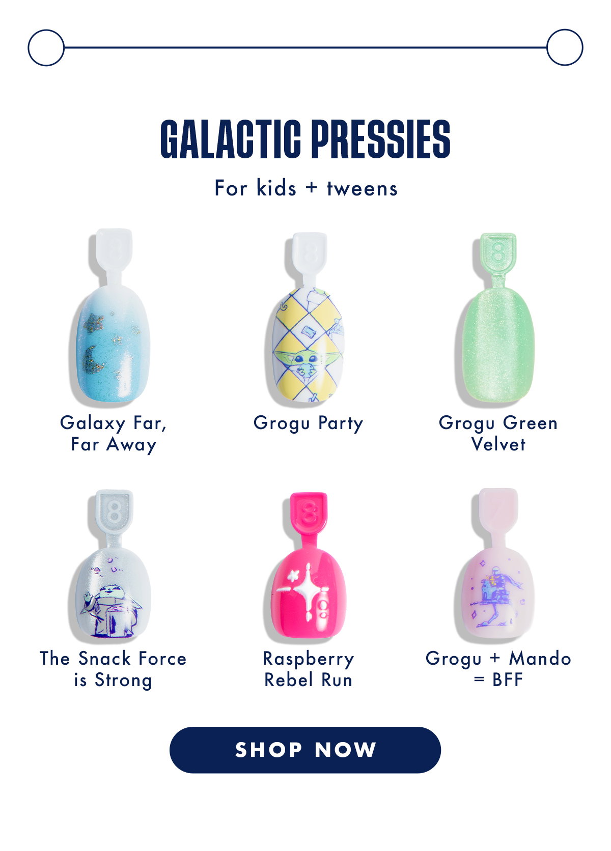 (IMAGE OF SINGLE PRESSIE NAILS) GALACTIC PRESSIES: FRO KIDS+TWEENS | SHOP NOW