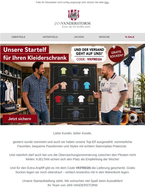 Unsere Startelf ist nominiert – Versand geht auf uns!