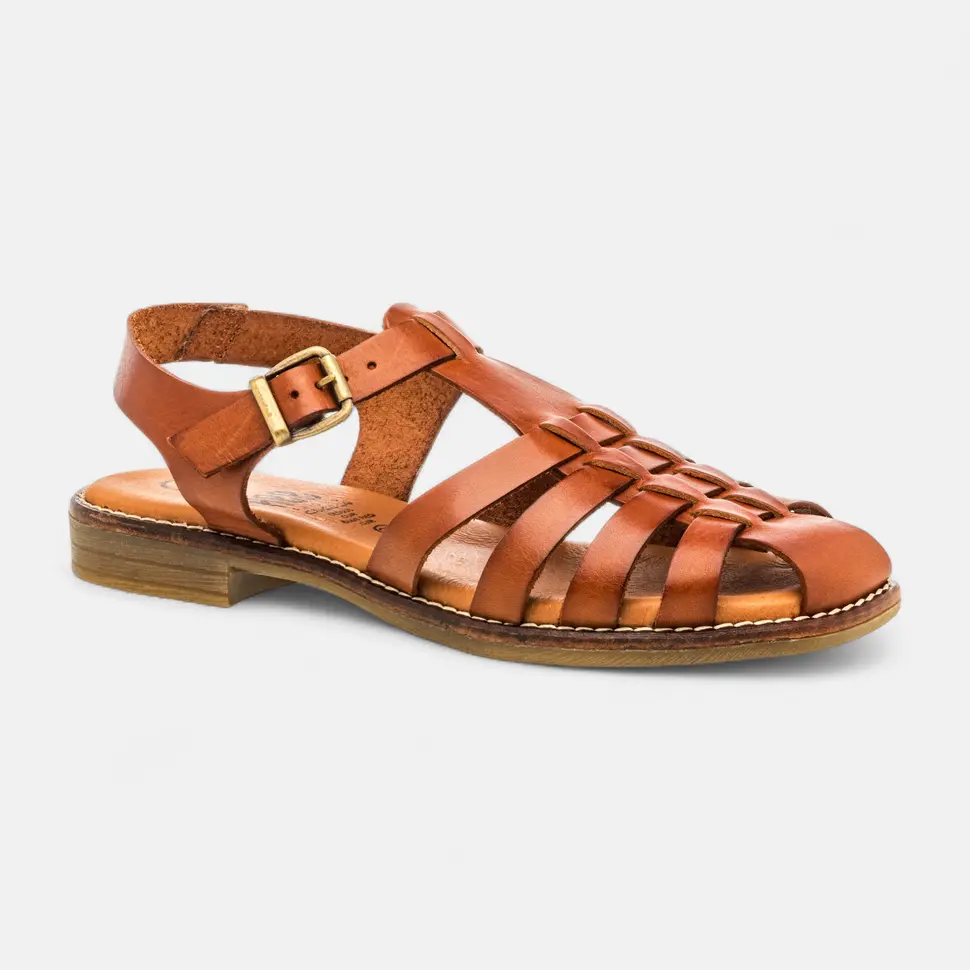 Nu-pieds Femme en cuir cognac