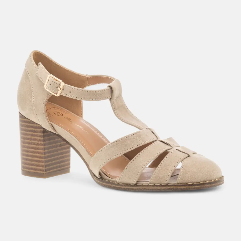 Escarpins quartiers ouverts à talon Femme beige