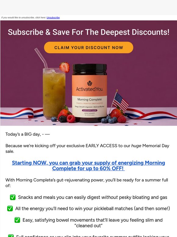 Early access to BIG Memorial Day savings!