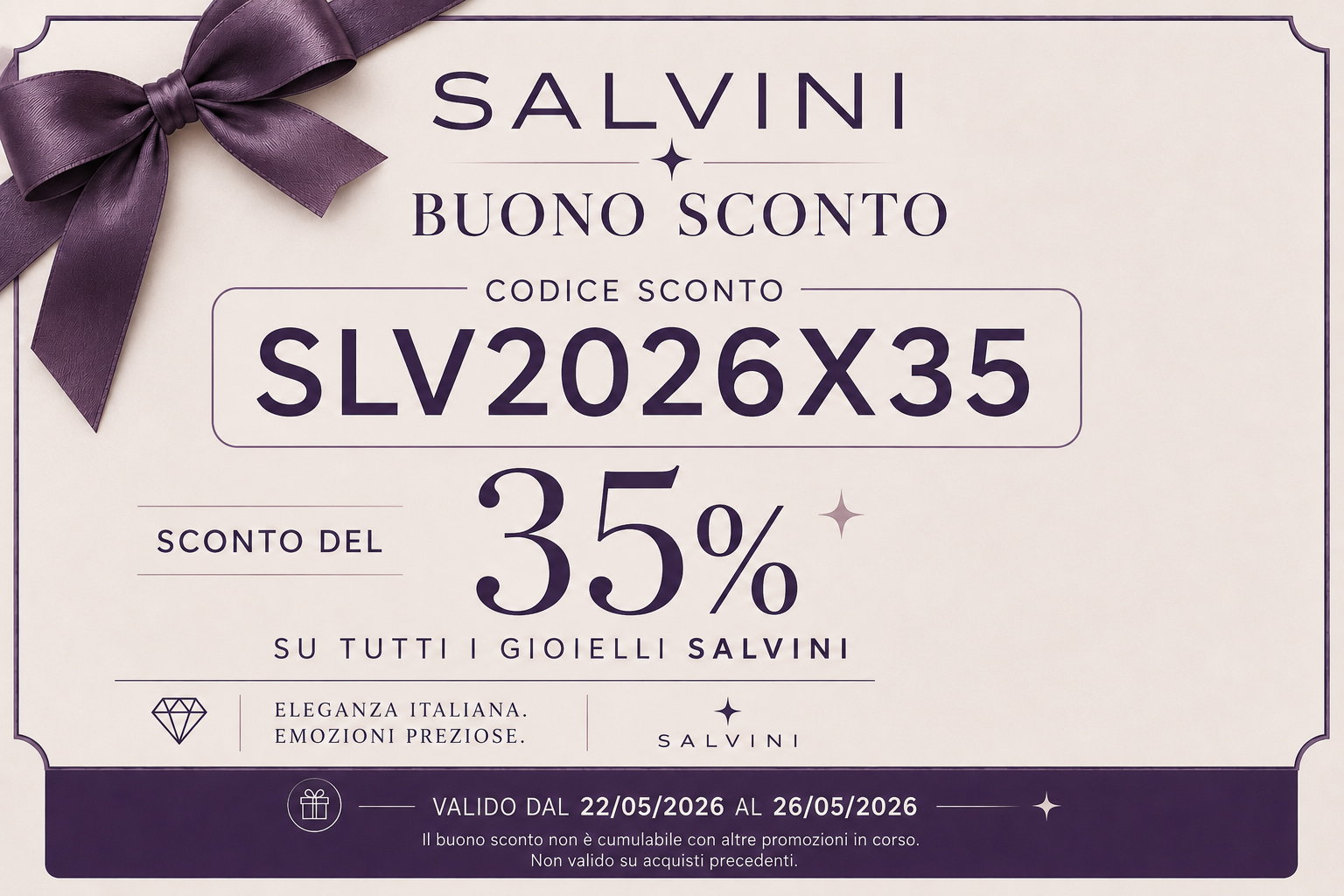 usa il buono sconto SLV2026X35