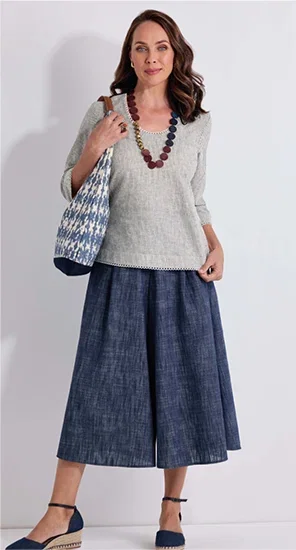 Soft Cotton-blend Denim Culottes