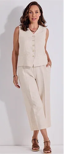 Wide Leg Linen-blend Trousers