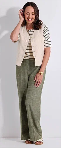 Wide Leg Linen-blend Trousers