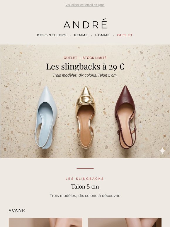Outlet - slingbacks à 29 €