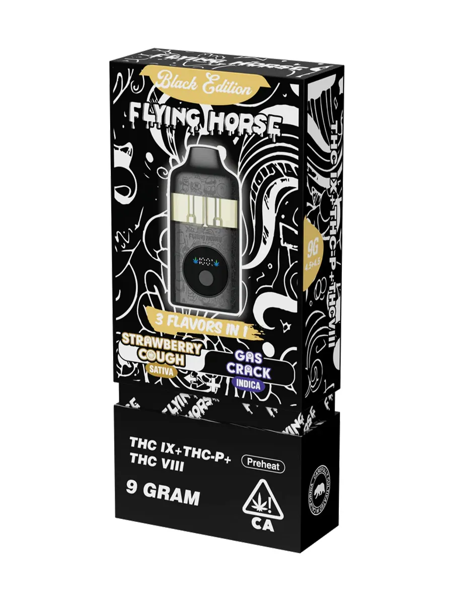 Image of Strawberry Cough | Gas Crack Flying Horse Black Edition Disposable 9G