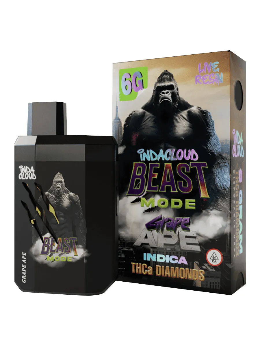 Image of Grape Ape IndaCloud Beast Mode THCA Live Resin Diamonds Disposable 6G