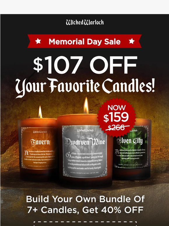 $107 OFF your favorite candles!