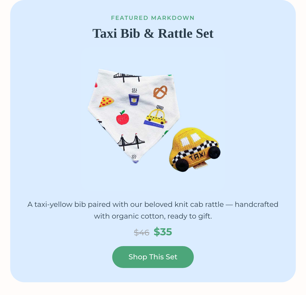 Taxi Bib and Rattle Set product image - on sale 24% off