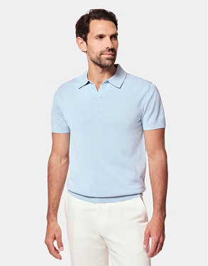 Pale Blue Premium Knit Polo Shirt