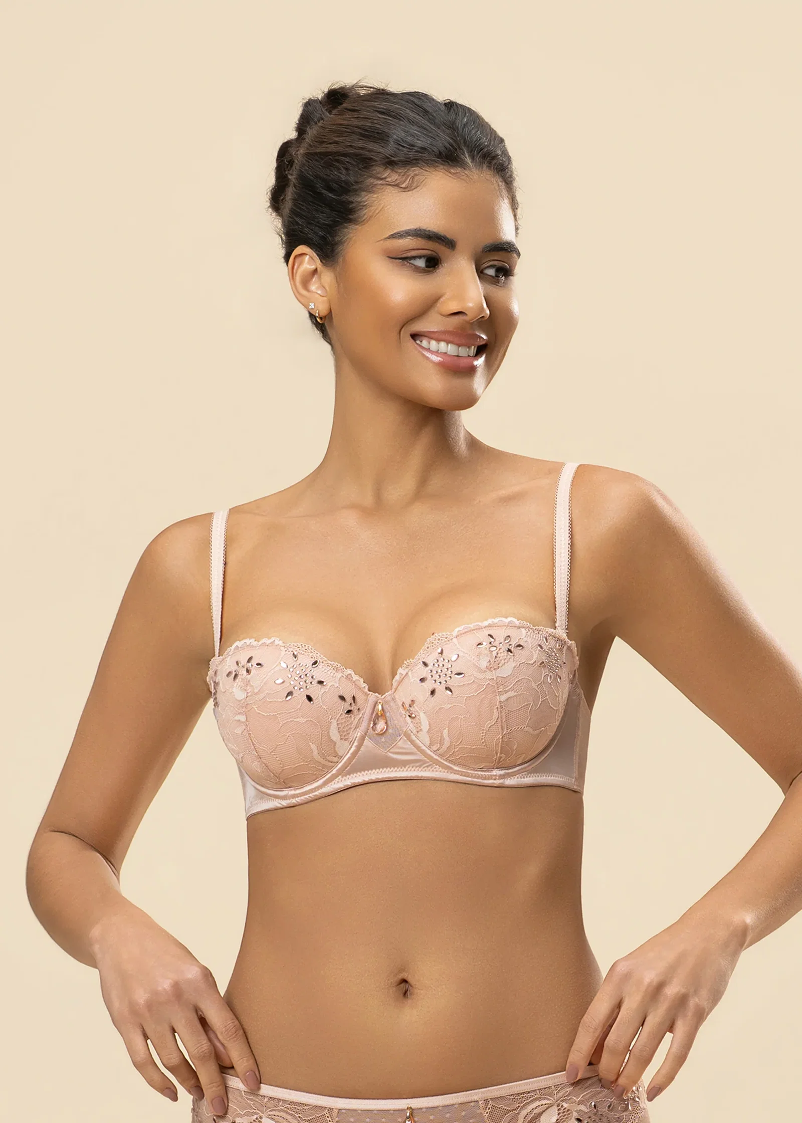 Image of VALERIE Sparkling Soft Beige Balconette Bra