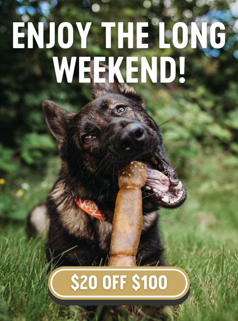 Dog chewing Hide Roll - Enjoy the long weekend!