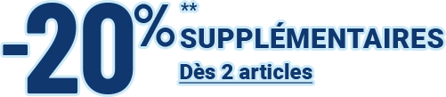 moins 20 pour cent supplémentaires dès 2 articles achetés**