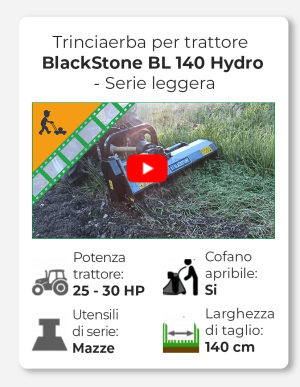 BlackStone BL 140 Hydro - Trinciaerba per trattore - Serie leggera - Spostamento idraulico