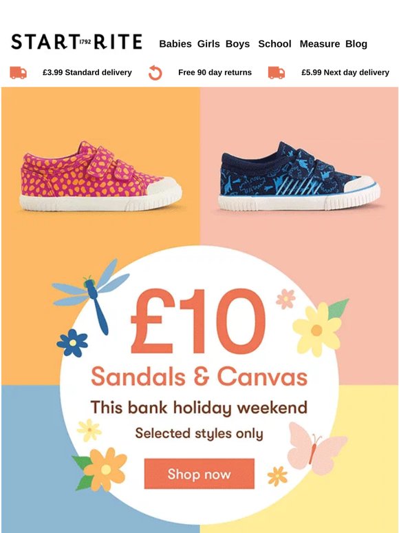 £10 sandals & canvas now on!*
