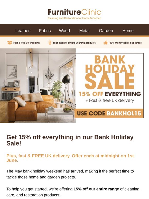 ☀️ BANK HOLIDAY SALE! 15% Off Everything